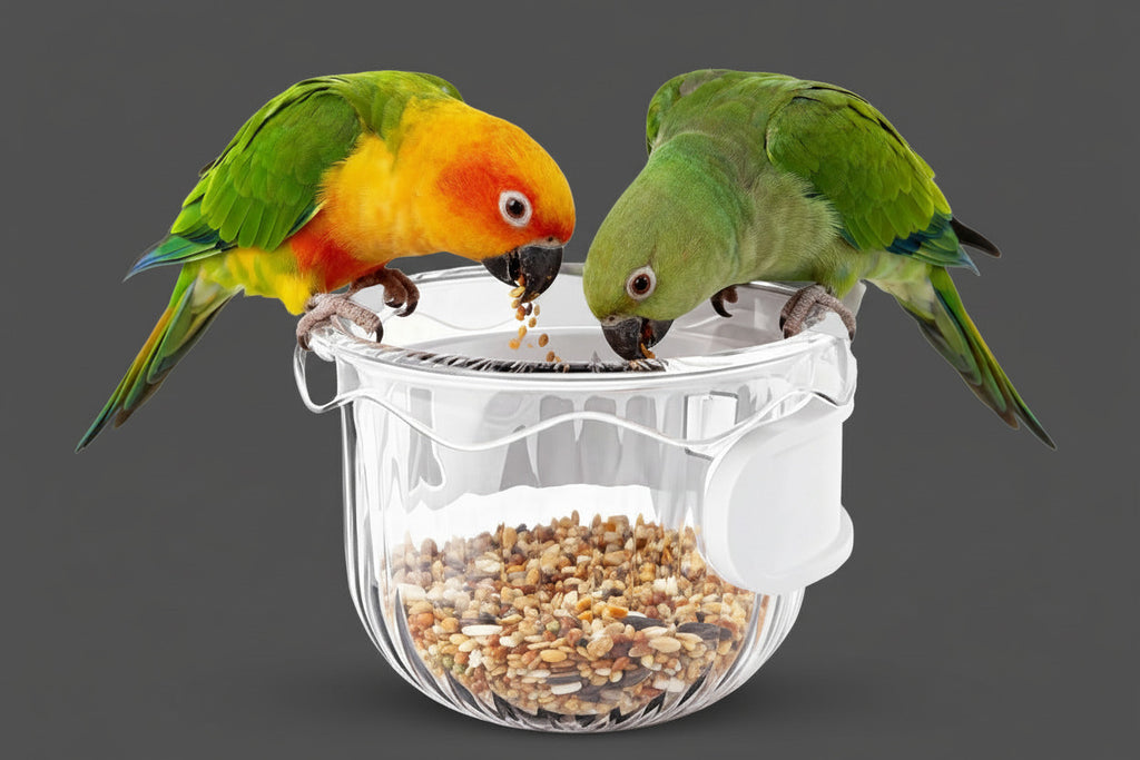Parrot Feeder Set - 2-Piece Hanging Parrot Feeder for Bird Cages, Suitable for Cockatiels, Lovebirds, Macaws, and Other Pet Birds (White)