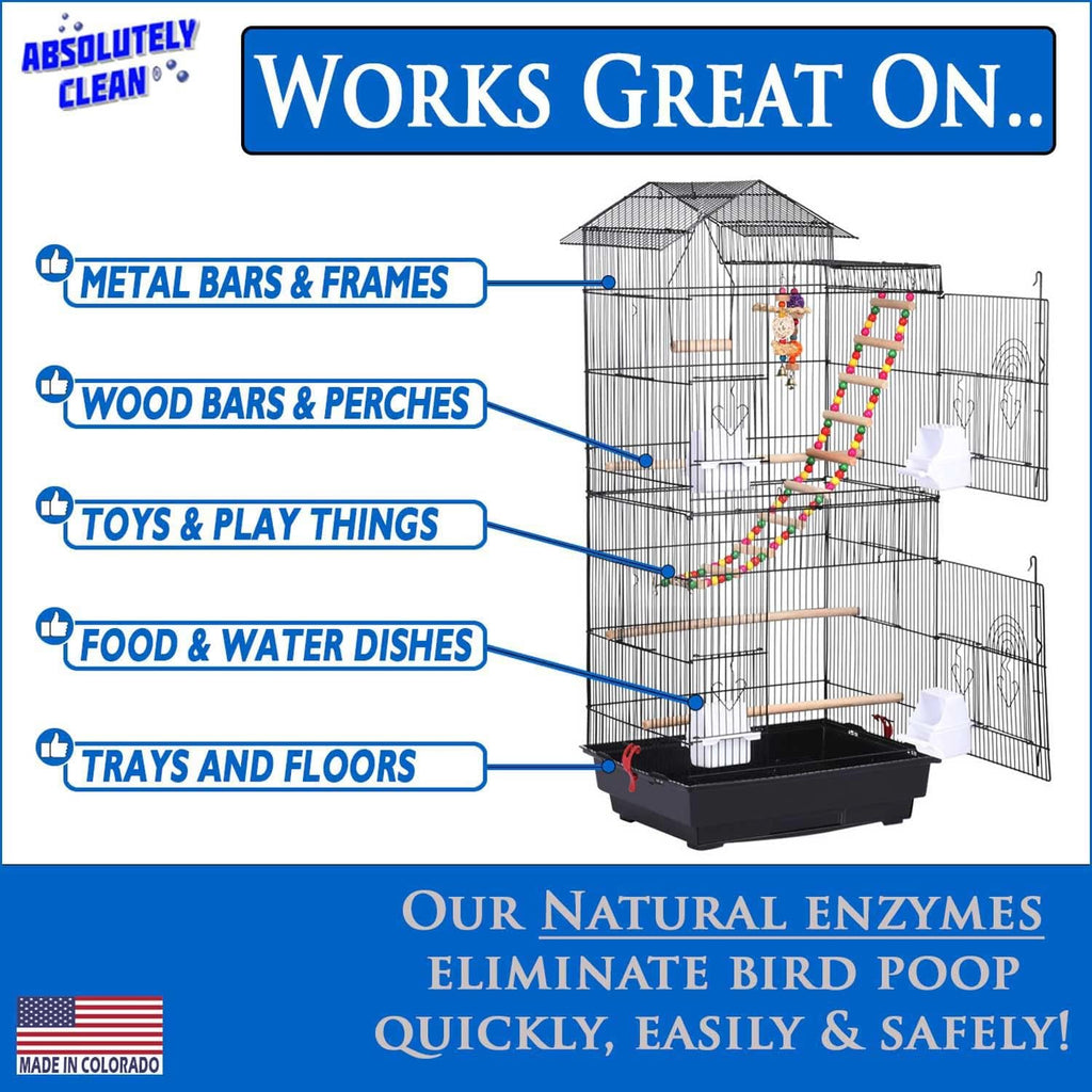 Amazing Bird Cage Cleaner and Deodorizer - Just Spray/Wipe - Safely & Easily Removes Bird Messes Quickly and Easily - Made in the US - Fragrance Free (16Oz Pack of 1)