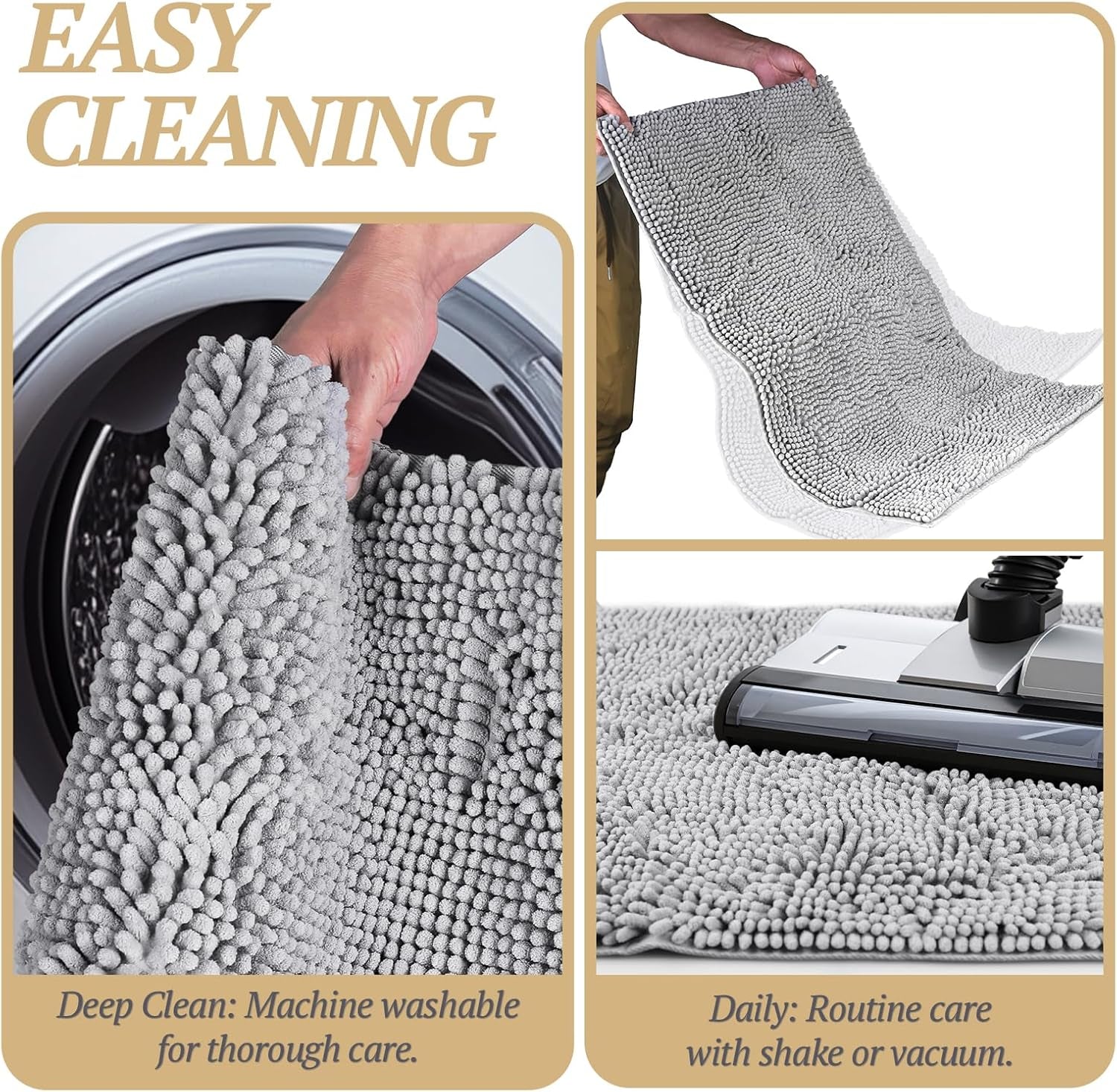 Absorbent Dog Door Mat - Waterproof & Washable Rug for Muddy Paws - 31" x 20" in Beige