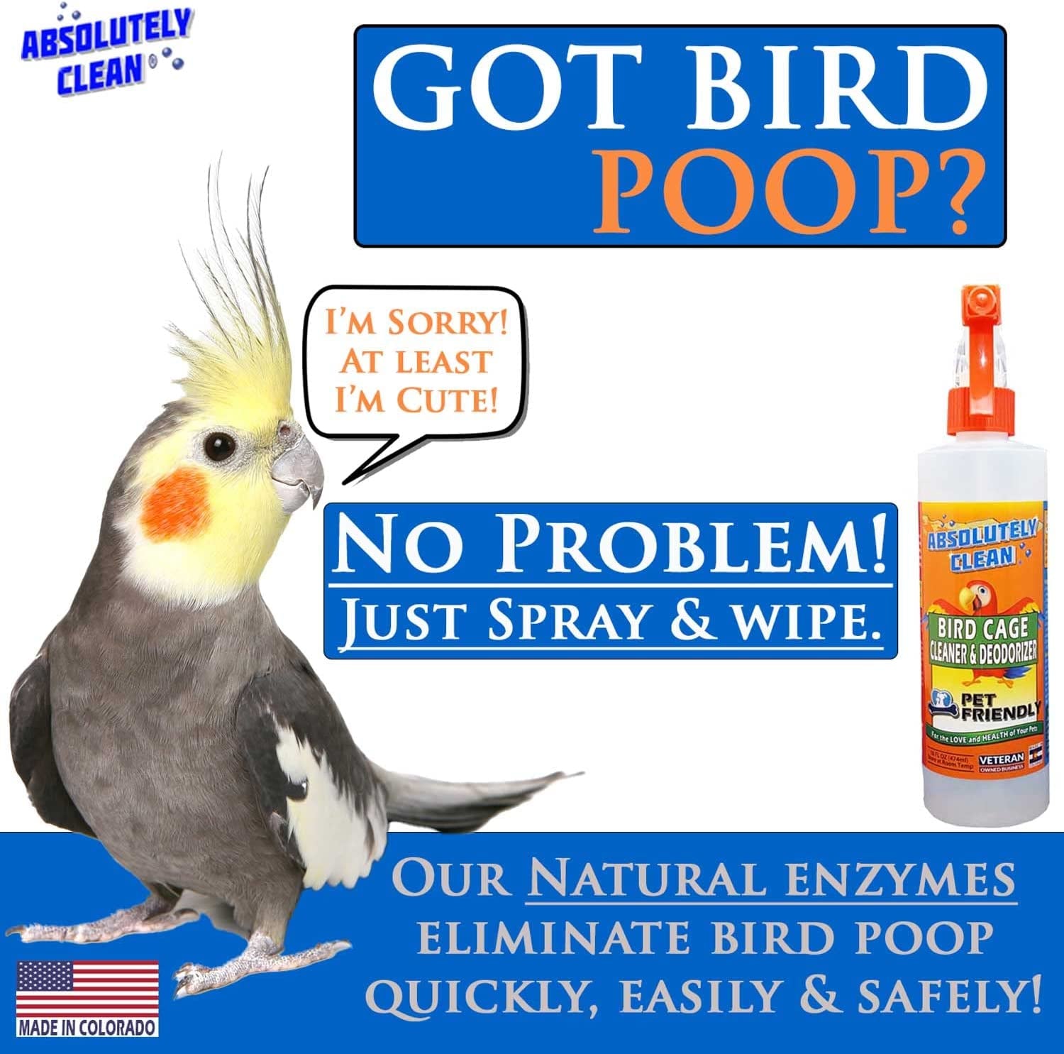 Amazing Bird Cage Cleaner and Deodorizer - Just Spray/Wipe - Safely & Easily Removes Bird Messes Quickly and Easily - Made in the US - Fragrance Free - 128Oz Gallon