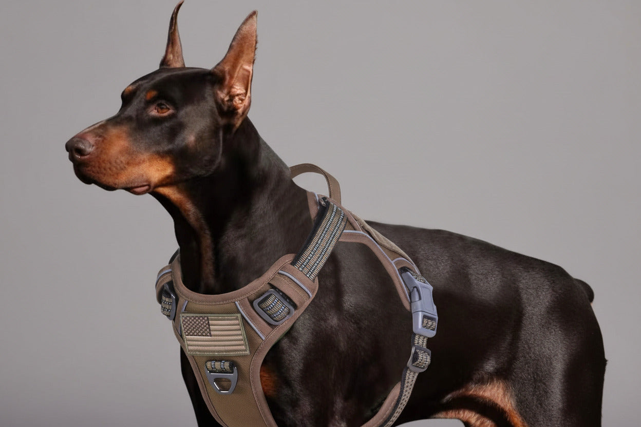 Tactical Dog Harness for Large Dogs No Pull, Famous TIK Tok No Pull, Fit Smart Reflective Pet Walking Harness for Training, Adjustable Dog Vest Harness with Handle Brown L