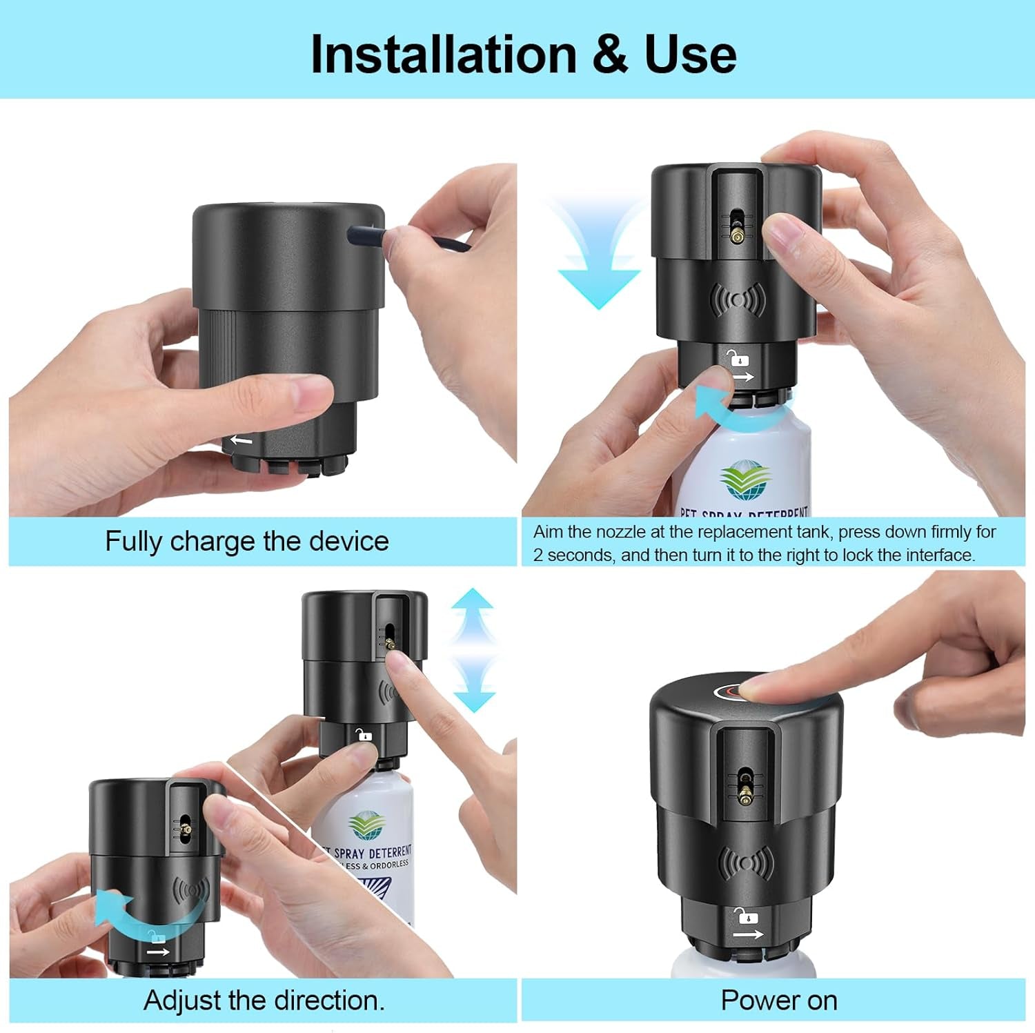 Motion Activated Pet Deterrent Spray System for Cats & Dogs Odorless Pet Deterrent, Senses Pets up to 8 Feet Away, Friendly & Safe