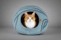 Luxurious Aquamarine Cat Cave – Handcrafted Merino Wool Bed for Cozy Indoor Retreats