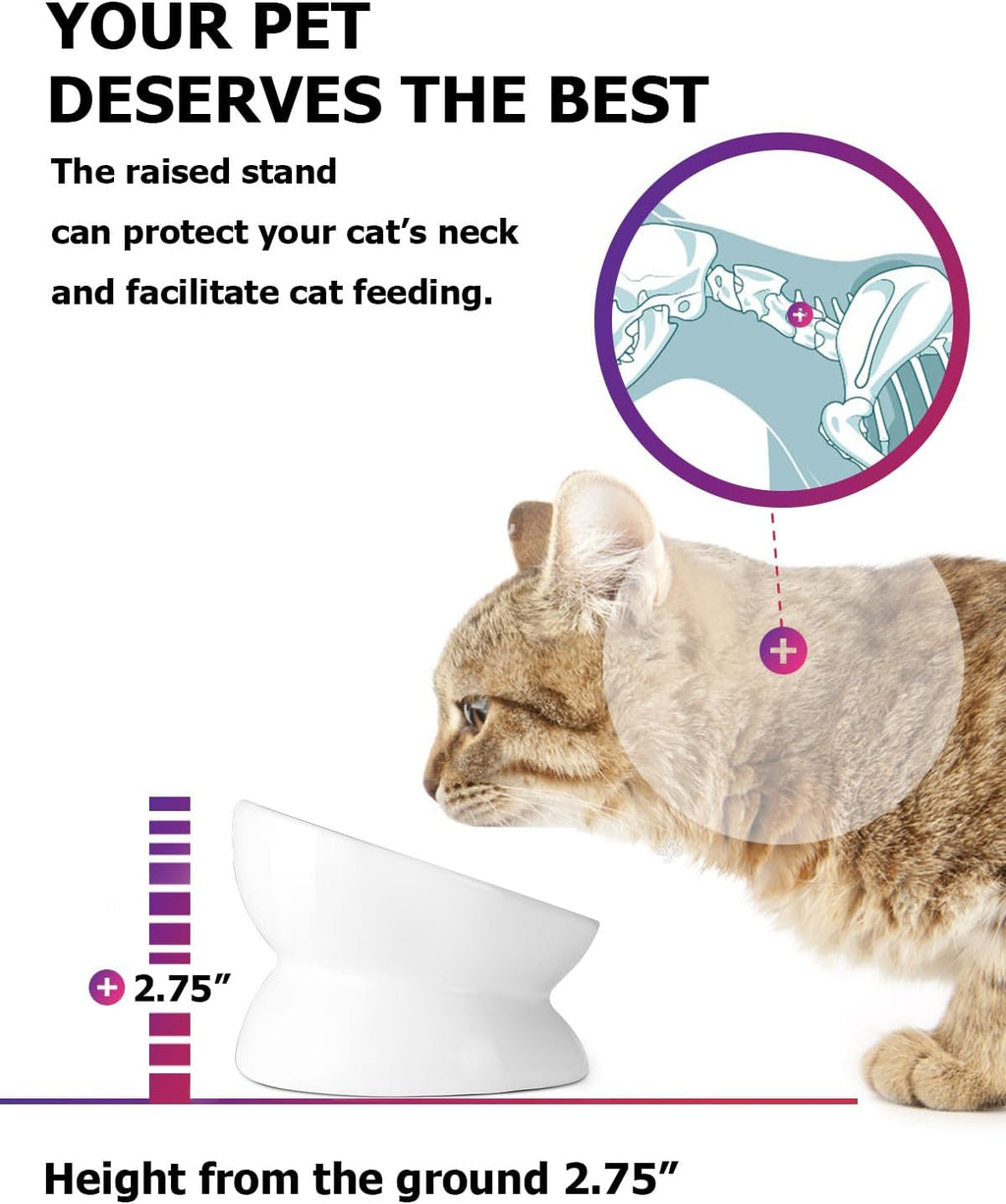 Elevate Your Cat's Dining Experience with Our Anti-Vomiting Ceramic Bowl - Perfect for Flat-Faced Cats and Small Dogs (5 Inches, White)