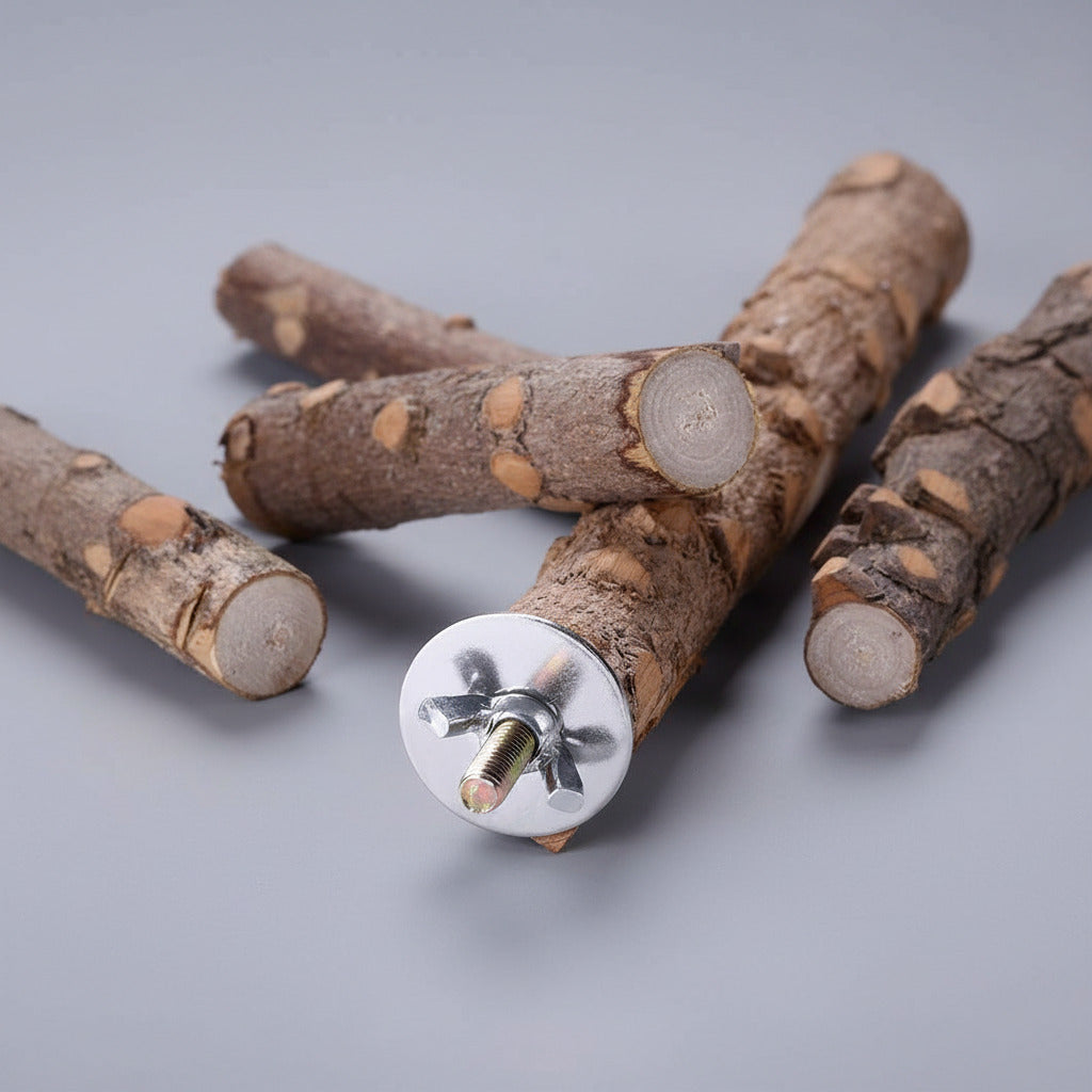 Bird Perch Nature Wood Stand for 3-4Pcs Small Medium Parrots (S)