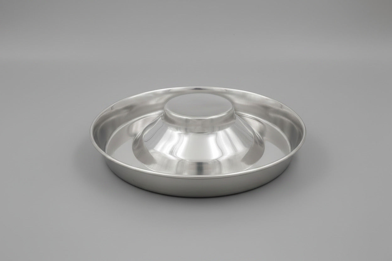 Stainless Steel Puppy Kitten Bowls: Welping Dishes for Weaning Puppies & Kittens, Wide Non-Tip Base, Slow Feeder, 15" (PS-15)