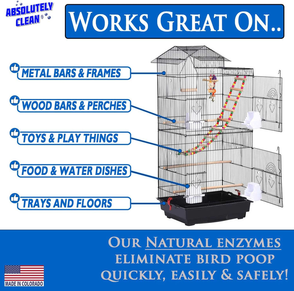 Amazing Bird Cage Cleaner and Deodorizer - Just Spray/Wipe - Safely & Easily Removes Bird Messes Quickly and Easily - Made in the US - Fragrance Free - 128Oz Gallon