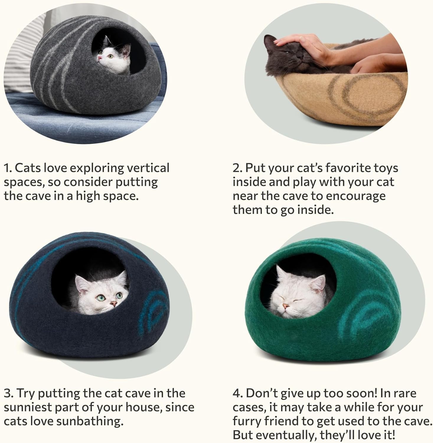 Luxurious Aquamarine Cat Cave – Handcrafted Merino Wool Bed for Cozy Indoor Retreats