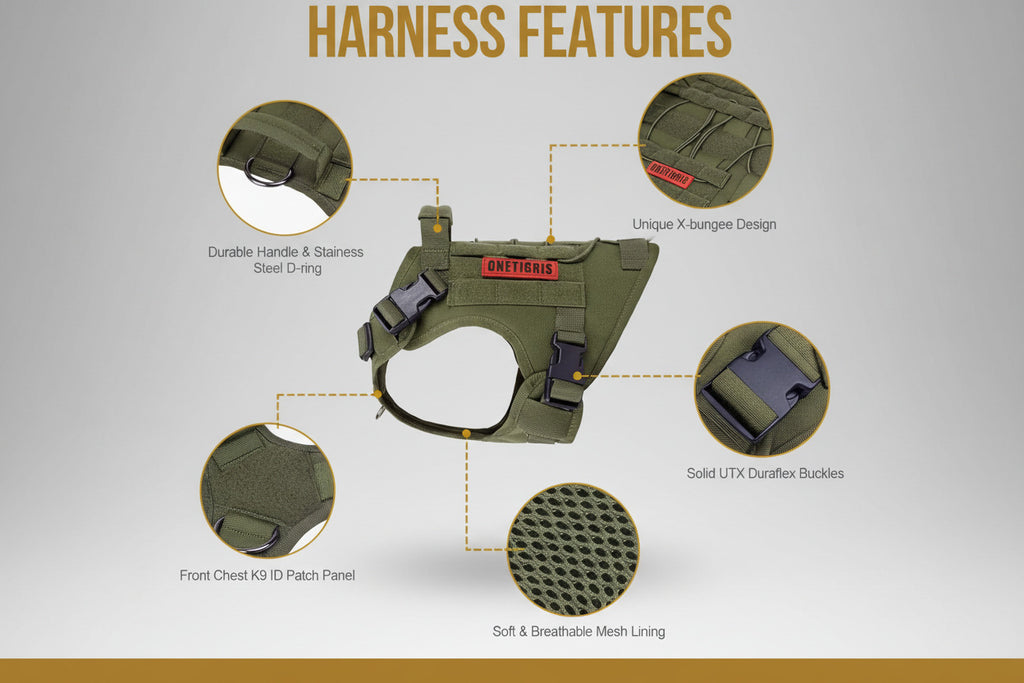 Dog Harness, Tactical Dog Harness No-Pull Breathable Adjustable Pet Vest with Handle for Outdoor Walking(Ranger Green,Small)