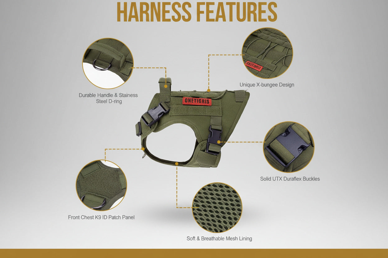 Dog Harness, Tactical Dog Harness No-Pull Breathable Adjustable Pet Vest with Handle for Outdoor Walking(Ranger Green,Small)