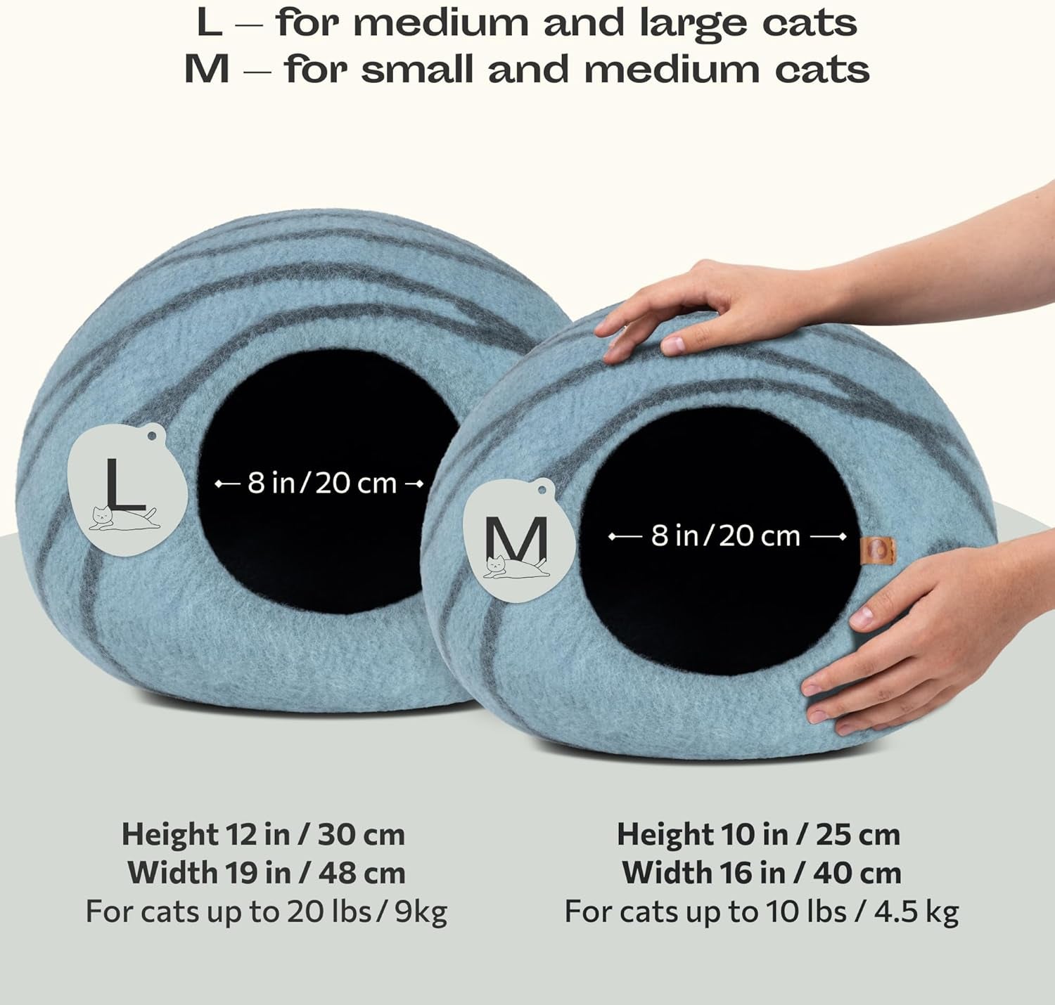 Luxurious Aquamarine Cat Cave – Handcrafted Merino Wool Bed for Cozy Indoor Retreats