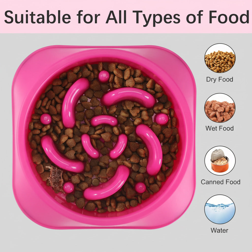 Slow Feeder Dog Bowls, Anti-Choking Puzzle Dog Food Bowls, Non Slip Interactive Dog Feeding Bowls That Slow down Eating, Bloat Stop Maze Dog Dishes Dog Feeder for Medium Large Breeds Purple