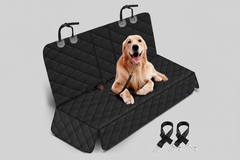 Premium Waterproof Dog Car Seat Cover - Non-Slip Back Seat Protector for Pets, Compatible with Most Cars, Trucks, and SUVs - Black