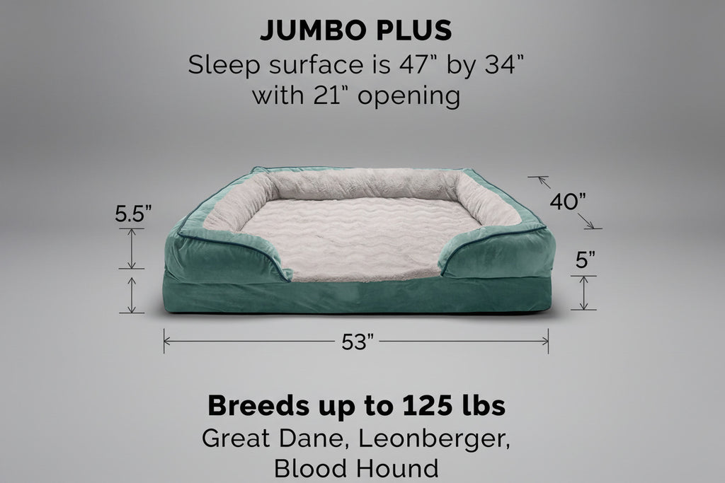 Replacement Dog Bed Cover Perfect Comfort Plush & Velvet Waves Sofa-Style, Machine Washable - Celadon Green, Jumbo plus (Xx-Large)