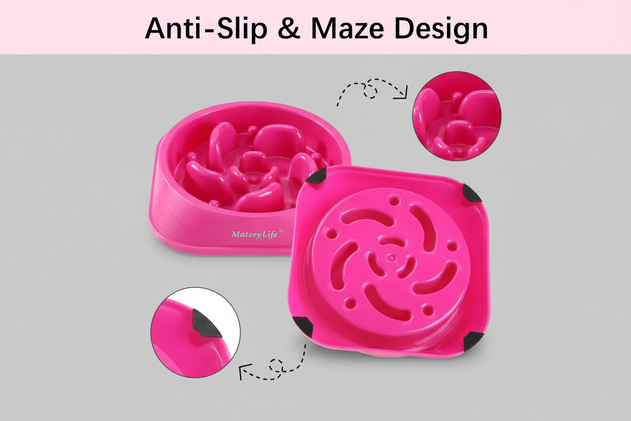 Slow Feeder Dog Bowls, Anti-Choking Puzzle Dog Food Bowls, Non Slip Interactive Dog Feeding Bowls That Slow down Eating, Bloat Stop Maze Dog Dishes Dog Feeder for Medium Large Breeds Purple