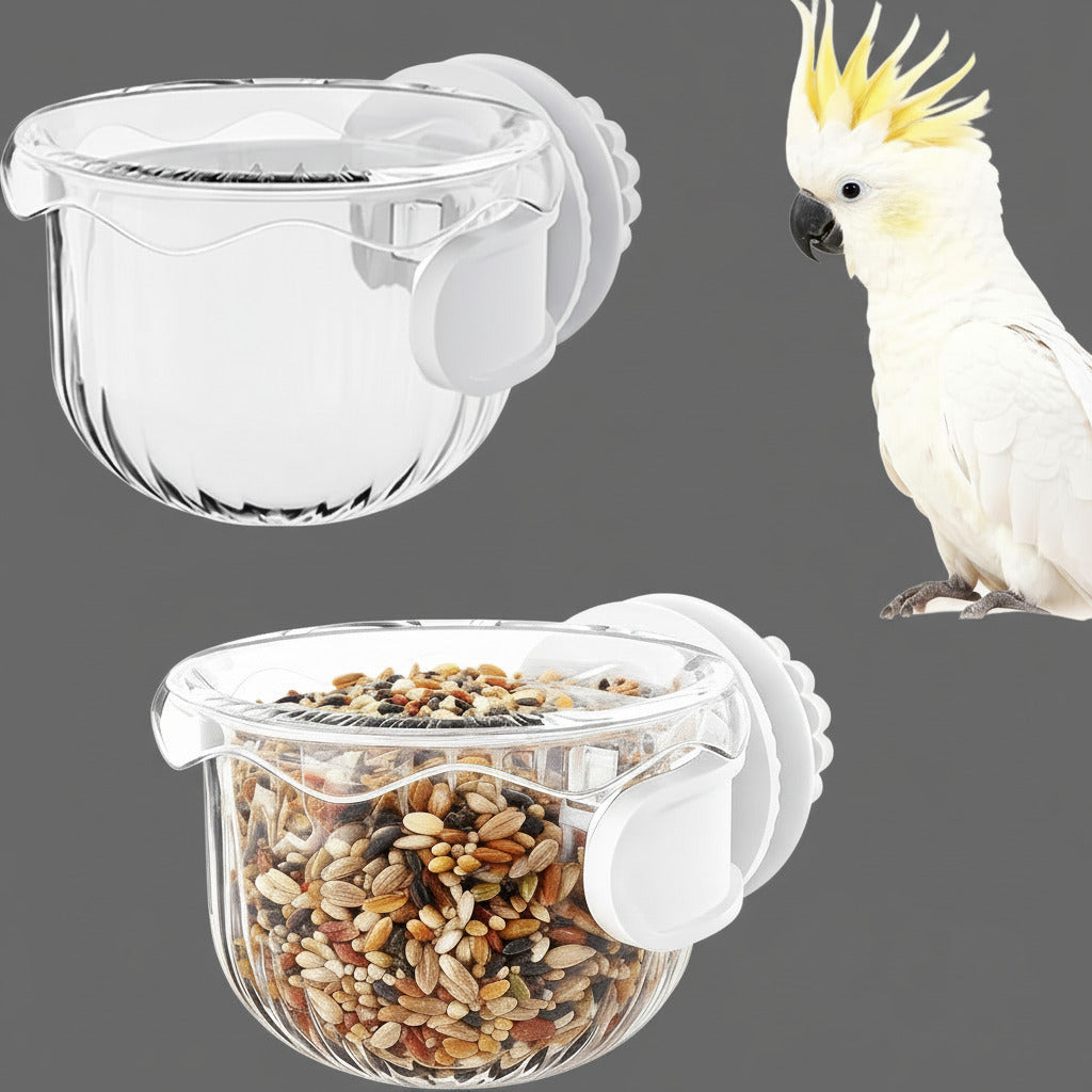 Parrot Feeder Set - 2-Piece Hanging Parrot Feeder for Bird Cages, Suitable for Cockatiels, Lovebirds, Macaws, and Other Pet Birds (White)