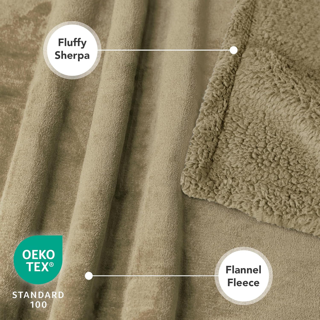 Luxurious Waterproof Dog Blanket - Reversible Sherpa Fleece Throw for Medium to Large Pets - 60x40 Inches in Taupe