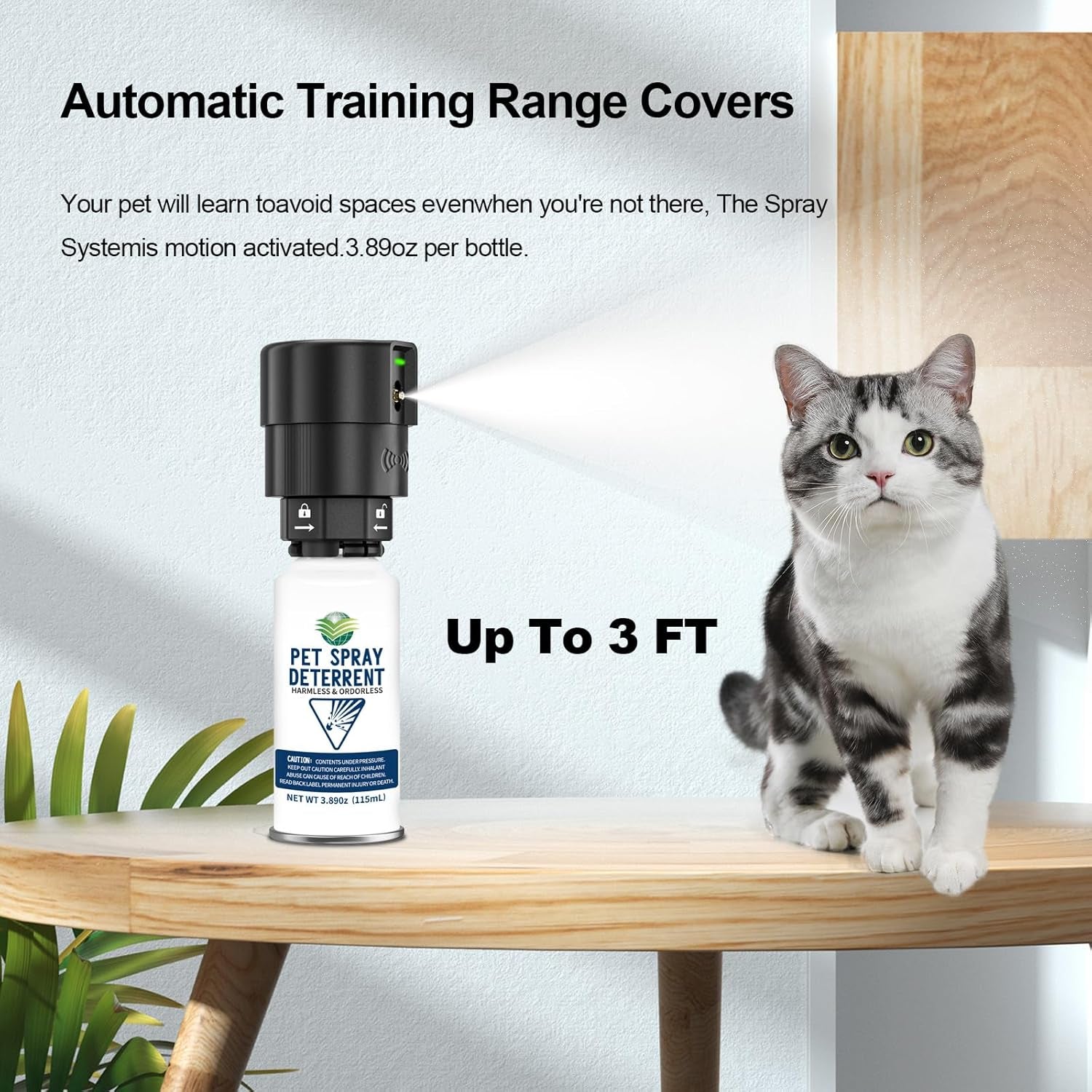 Motion Activated Pet Deterrent Spray System for Cats & Dogs Odorless Pet Deterrent, Senses Pets up to 8 Feet Away, Friendly & Safe