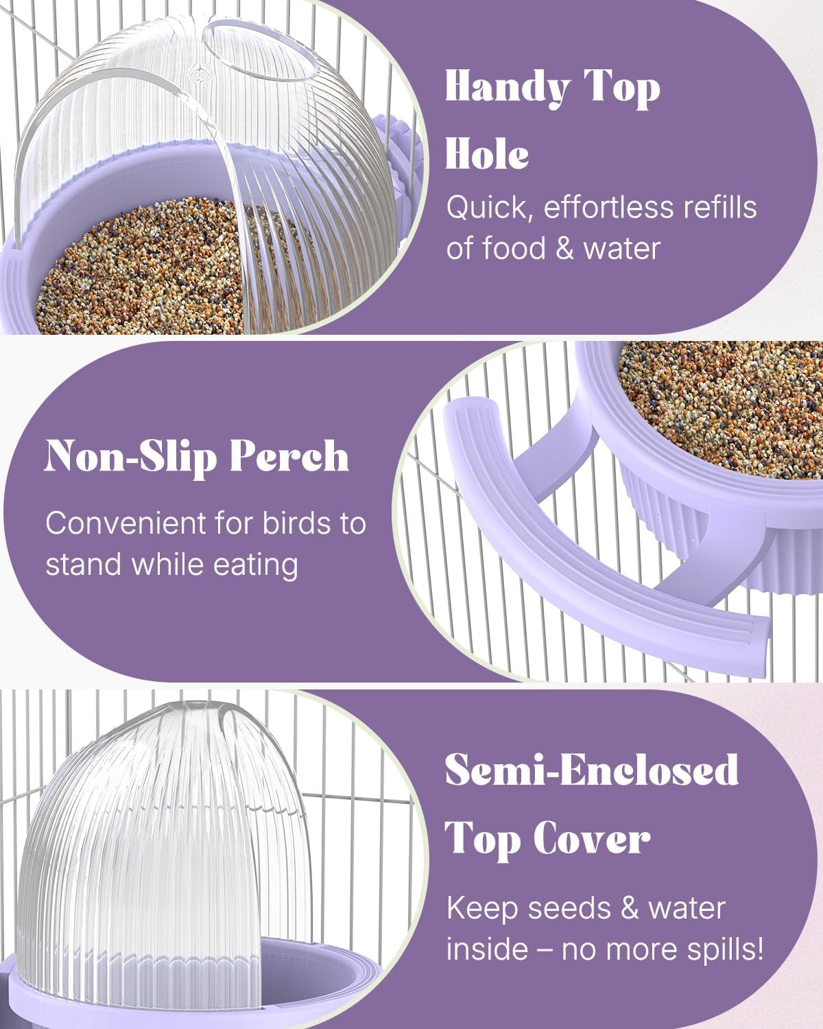 No Mess Bird Feeder with Water Dispenser, Food and Water Bowl for Parakeet, Parrot, Cockatiel, Budgie and Lovebird