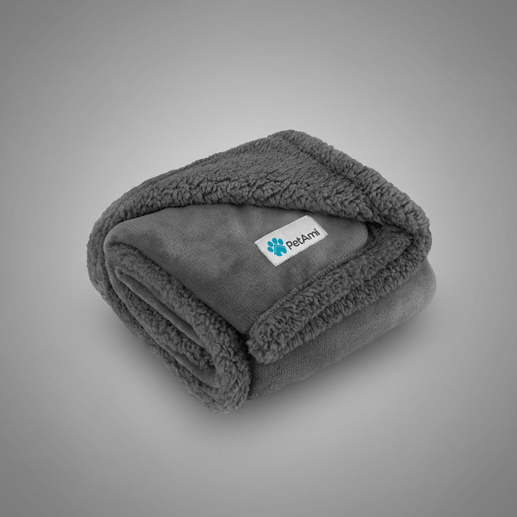 Dog Blanket for Small Medium Dogs, Pet Bed Blanket Cat Puppy Kitten, Fleece Furniture Couch Cover Protector Sofa Car, Soft Sherpa Dog Throw Plush Reversible Washable, Mini 29X40 Solid Dark Gray