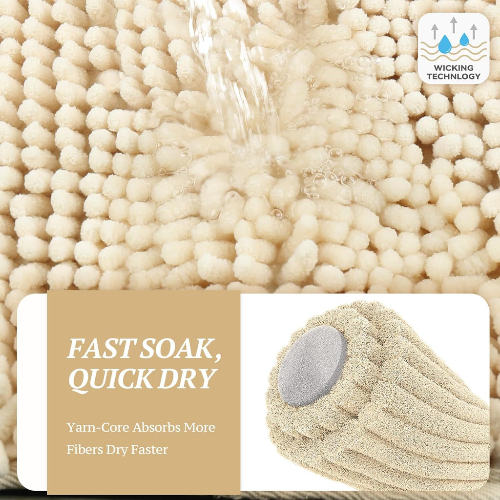 Absorbent Dog Door Mat - Waterproof & Washable Rug for Muddy Paws - 31" x 20" in Beige