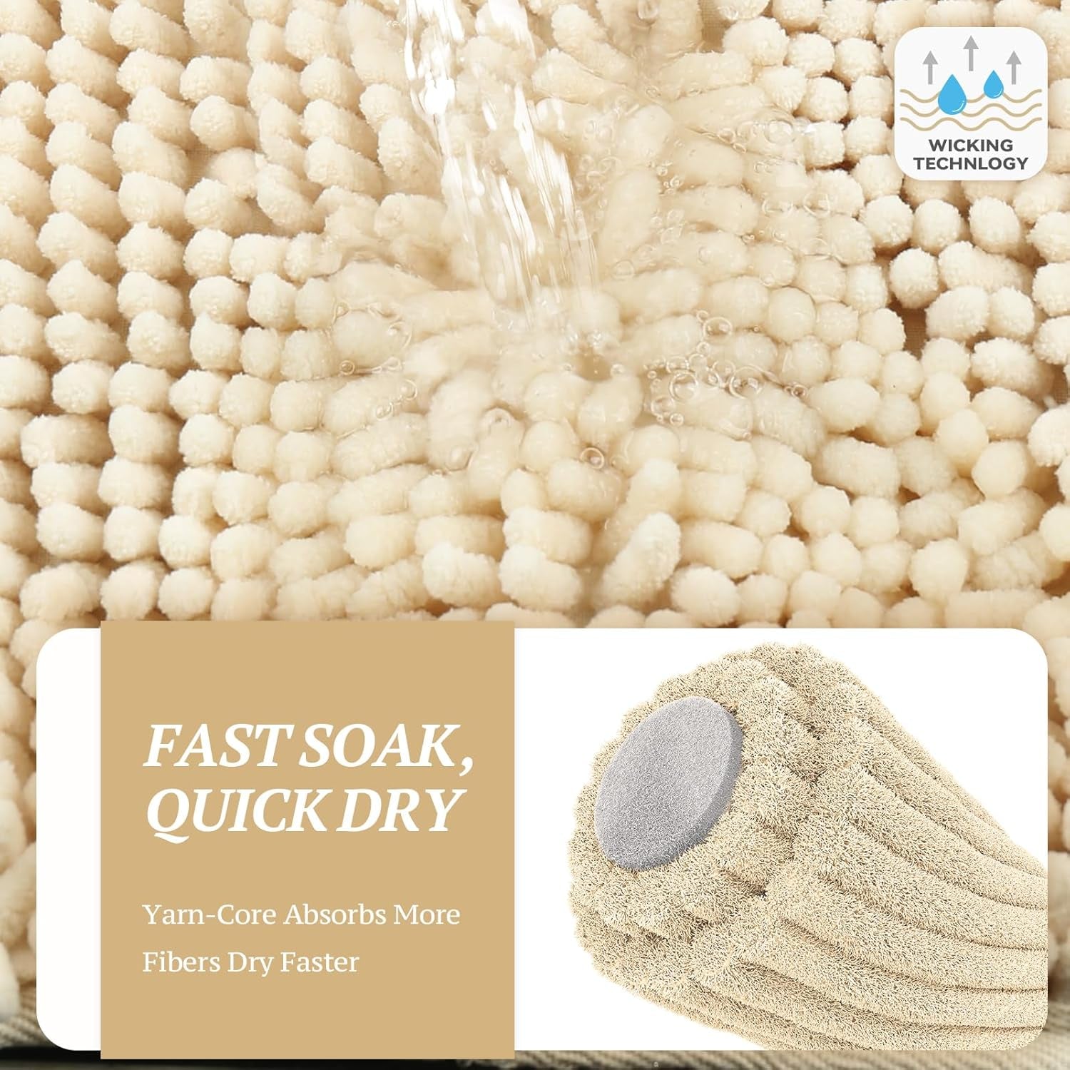 Absorbent Dog Door Mat - Waterproof & Washable Rug for Muddy Paws - 31" x 20" in Beige