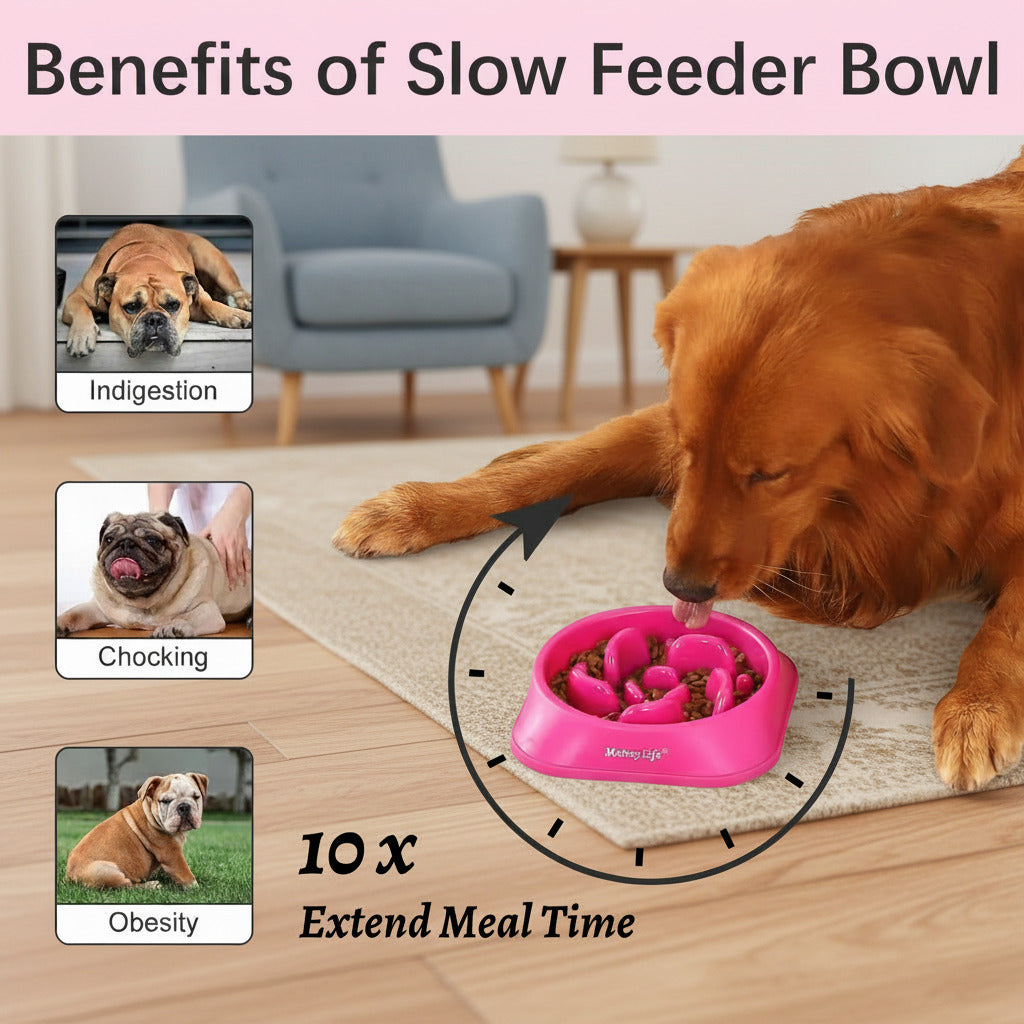 Slow Feeder Dog Bowls, Anti-Choking Puzzle Dog Food Bowls, Non Slip Interactive Dog Feeding Bowls That Slow down Eating, Bloat Stop Maze Dog Dishes Dog Feeder for Medium Large Breeds Purple