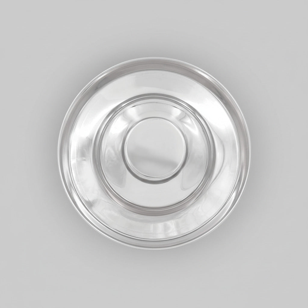 Stainless Steel Puppy Kitten Bowls: Welping Dishes for Weaning Puppies & Kittens, Wide Non-Tip Base, Slow Feeder, 15" (PS-15)