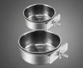 2Pcs Stainless Steel Bird Feeding Bowls, Small Bird Feeding Cup, Stainless Steel Parrot Food Bowl Cage with Holder, Parrot Cage Water Feeder, Pet Cage Cup Holder (Dia 3.93", 4.72",)