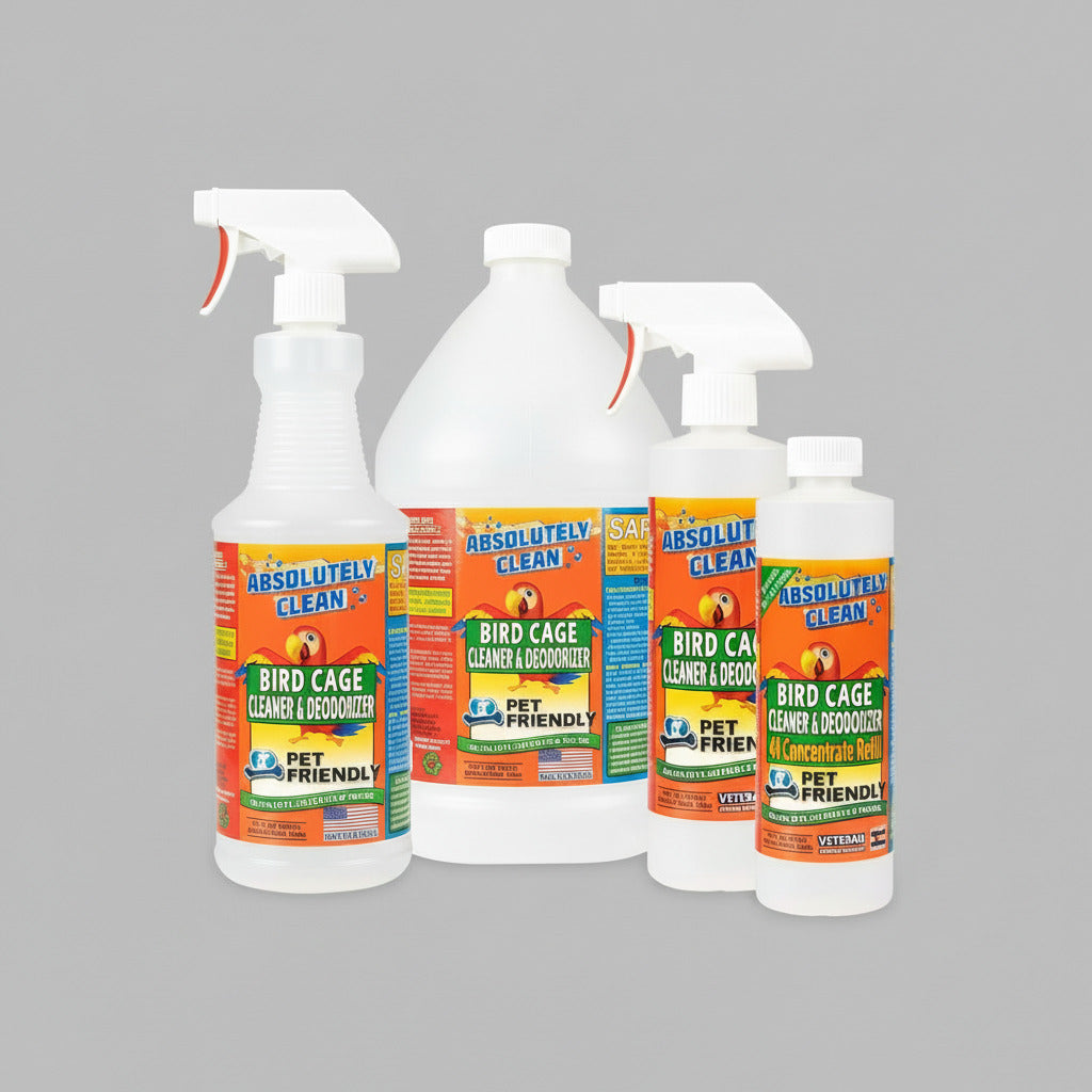 Amazing Bird Cage Cleaner and Deodorizer - Just Spray/Wipe - Safely & Easily Removes Bird Messes Quickly and Easily - USA Made - Fragrance Free (4X Concentrate - 16Oz Makes 64Oz)