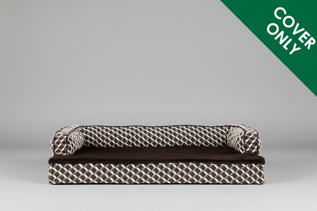 Replacement Dog Bed Cover Comfy Couch Plush & Décor Sofa-Style, Machine Washable - Diamond Brown, Jumbo plus (Xx-Large)