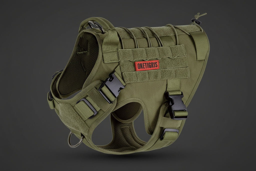 Dog Harness, Tactical Dog Harness No-Pull Breathable Adjustable Pet Vest with Handle for Outdoor Walking(Ranger Green,Small)