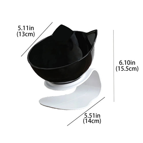 Cat Elevated Bowl with 15° Tilted Raised Stand Reduce Stress Joints Stomach Spine, Cats Puppys Food Water Feeder Bowl Removable, 15 Degree Tilted Raised Stand Design for Neck Guard Pet Bowls