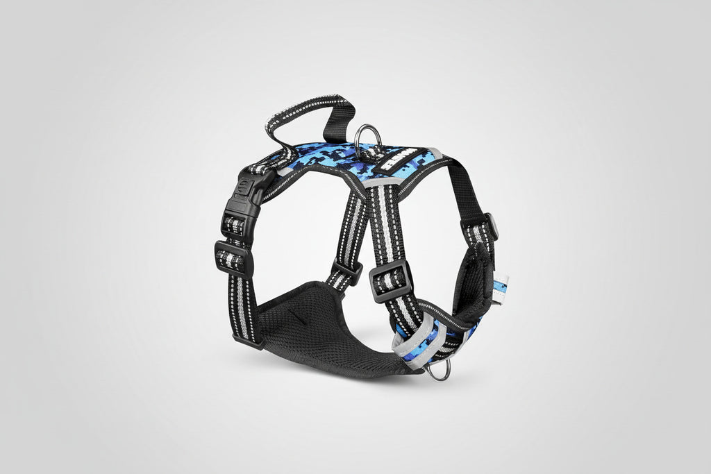 Dog Harness No Pull, Pet Harnesses with Dog Collar, Adjustable Reflective Oxford Outdoor Vest, Front/Back Leash Clips for Small, Medium, Large, Extra Large Dogs, Easy Control Handle for Walking