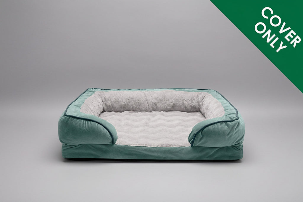 Replacement Dog Bed Cover Perfect Comfort Plush & Velvet Waves Sofa-Style, Machine Washable - Celadon Green, Jumbo plus (Xx-Large)
