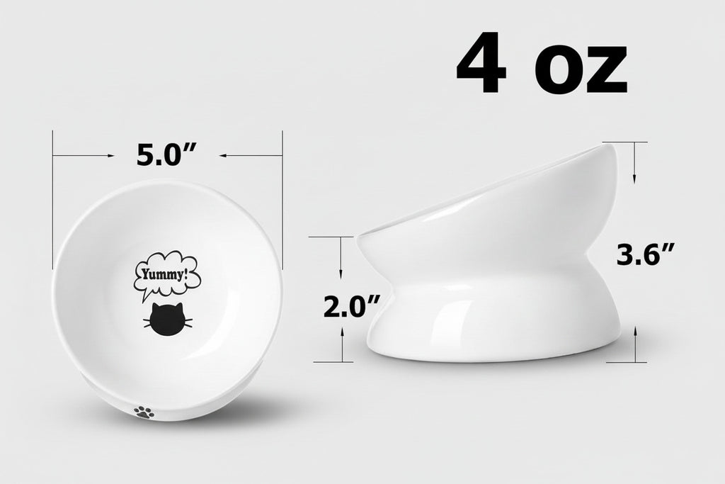 Elevate Your Cat's Dining Experience with Our Anti-Vomiting Ceramic Bowl - Perfect for Flat-Faced Cats and Small Dogs (5 Inches, White)