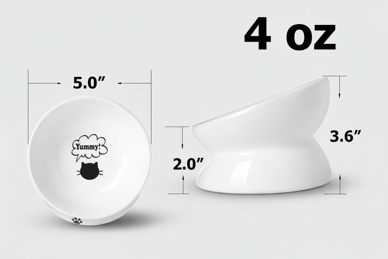 Elevate Your Cat's Dining Experience with Our Anti-Vomiting Ceramic Bowl - Perfect for Flat-Faced Cats and Small Dogs (5 Inches, White)