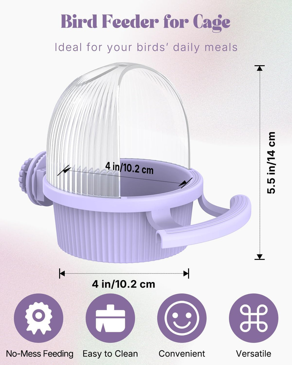 No Mess Bird Feeder with Water Dispenser, Food and Water Bowl for Parakeet, Parrot, Cockatiel, Budgie and Lovebird