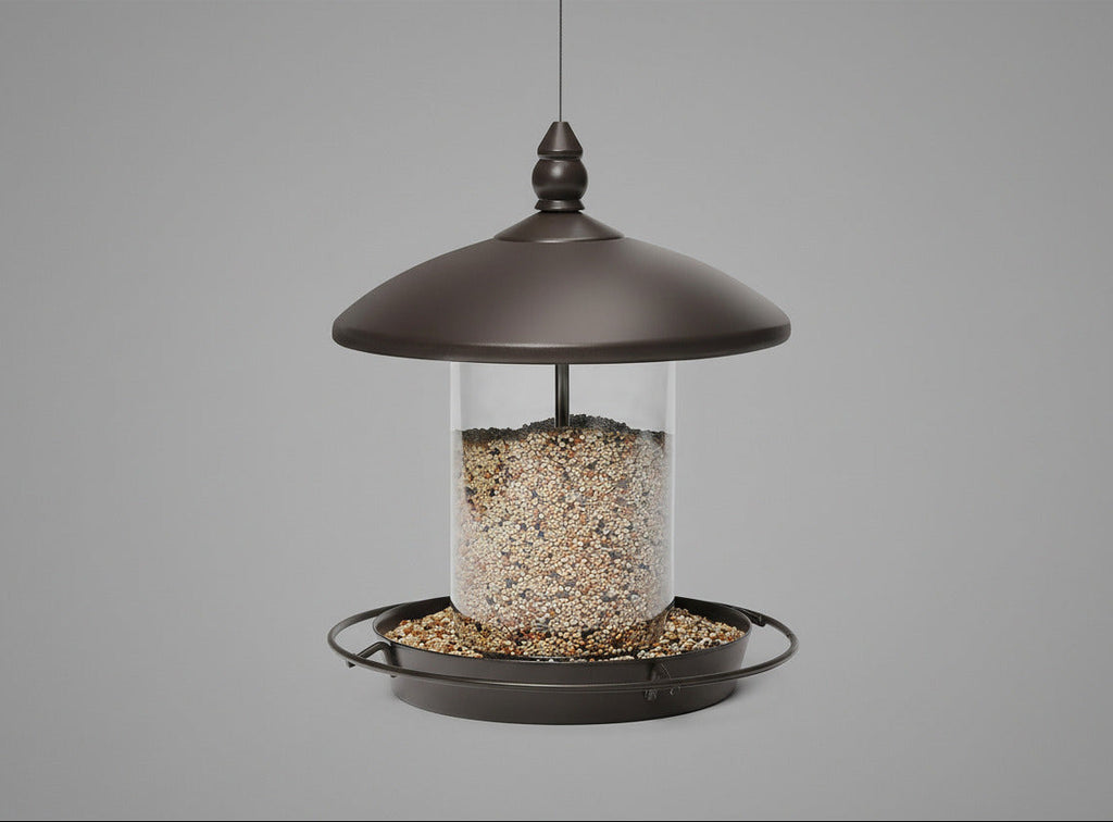 Metal Roof Bird Feeder - Chew Proof for Outdoor Hanging Wild Bird Seeds. Bronze