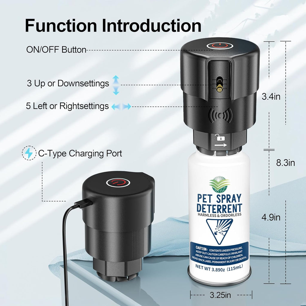 Motion Activated Pet Deterrent Spray System for Cats & Dogs Odorless Pet Deterrent, Senses Pets up to 8 Feet Away, Friendly & Safe