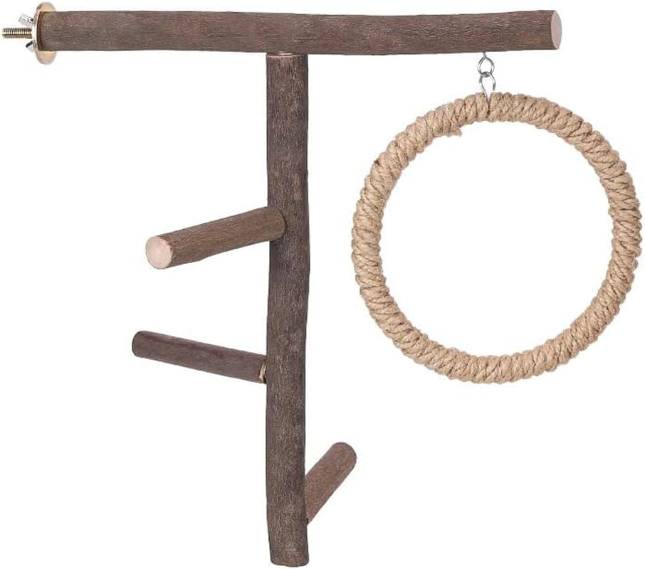 Bird Branch Perch Swing Toys, Natural Wood Parrot Cage Accessories for Parakeets, Cockatiels, Conures, Budgies,Finches, Love Birds, Small & Medium Birds