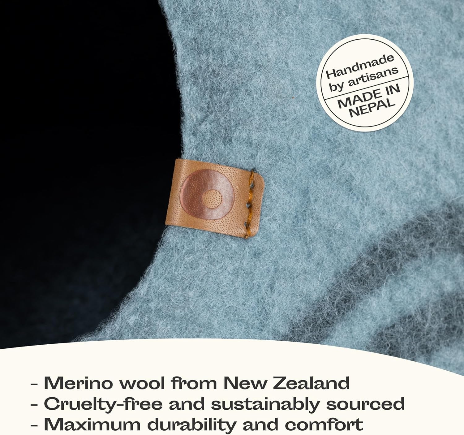 Luxurious Aquamarine Cat Cave – Handcrafted Merino Wool Bed for Cozy Indoor Retreats