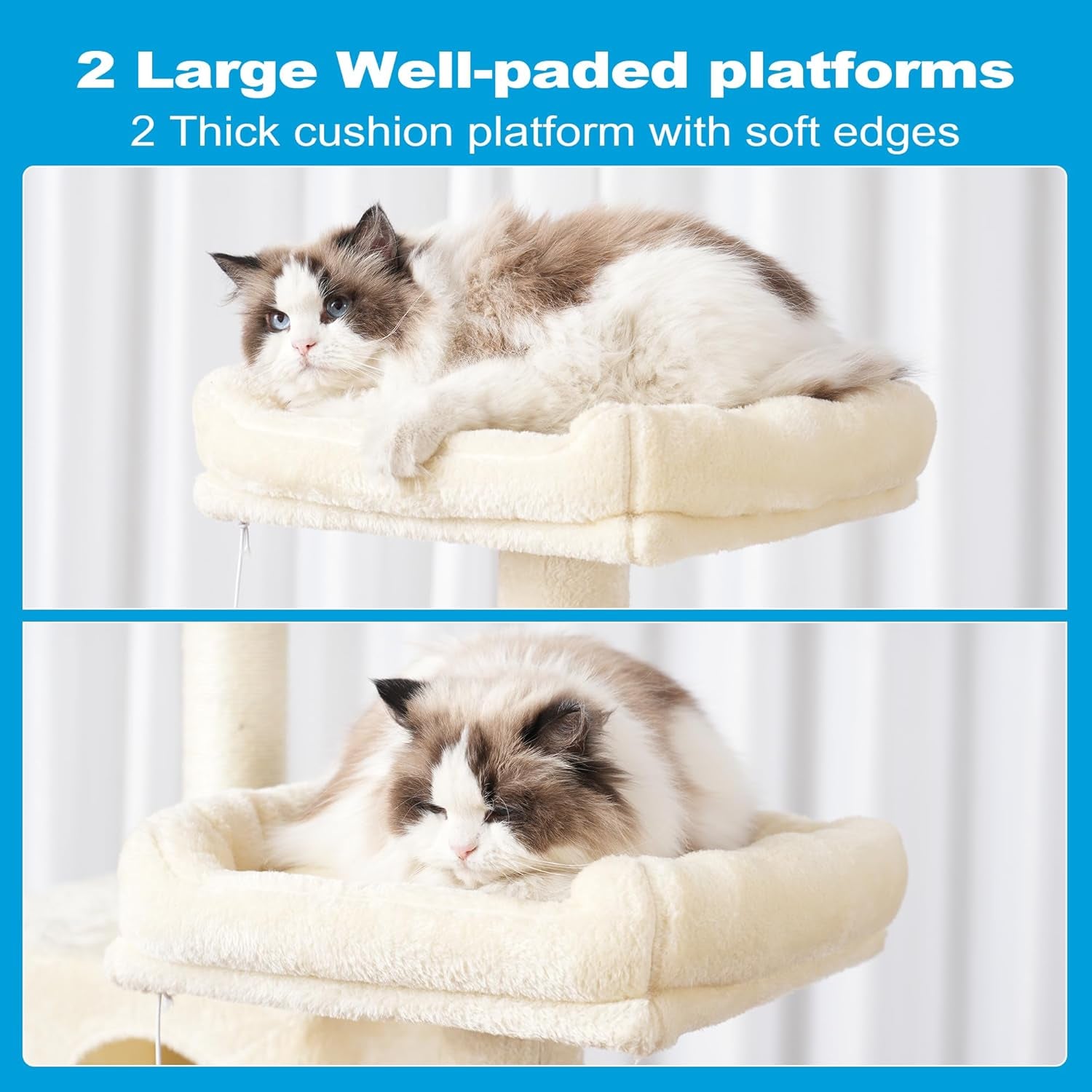 Deluxe Large Multi-Level Cat Tree Condo with Plush Condos and Cozy Hammock - Perfect for Cats and Kittens!