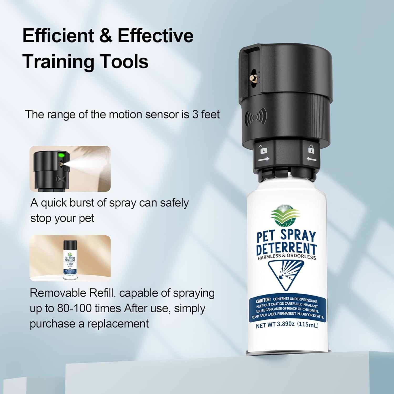 Motion Activated Pet Deterrent Spray System for Cats & Dogs Odorless Pet Deterrent, Senses Pets up to 8 Feet Away, Friendly & Safe