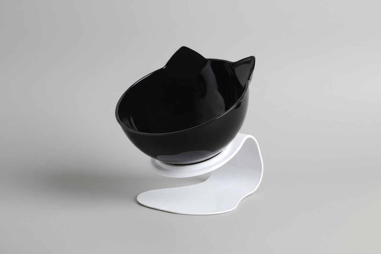 Cat Elevated Bowl with 15° Tilted Raised Stand Reduce Stress Joints Stomach Spine, Cats Puppys Food Water Feeder Bowl Removable, 15 Degree Tilted Raised Stand Design for Neck Guard Pet Bowls